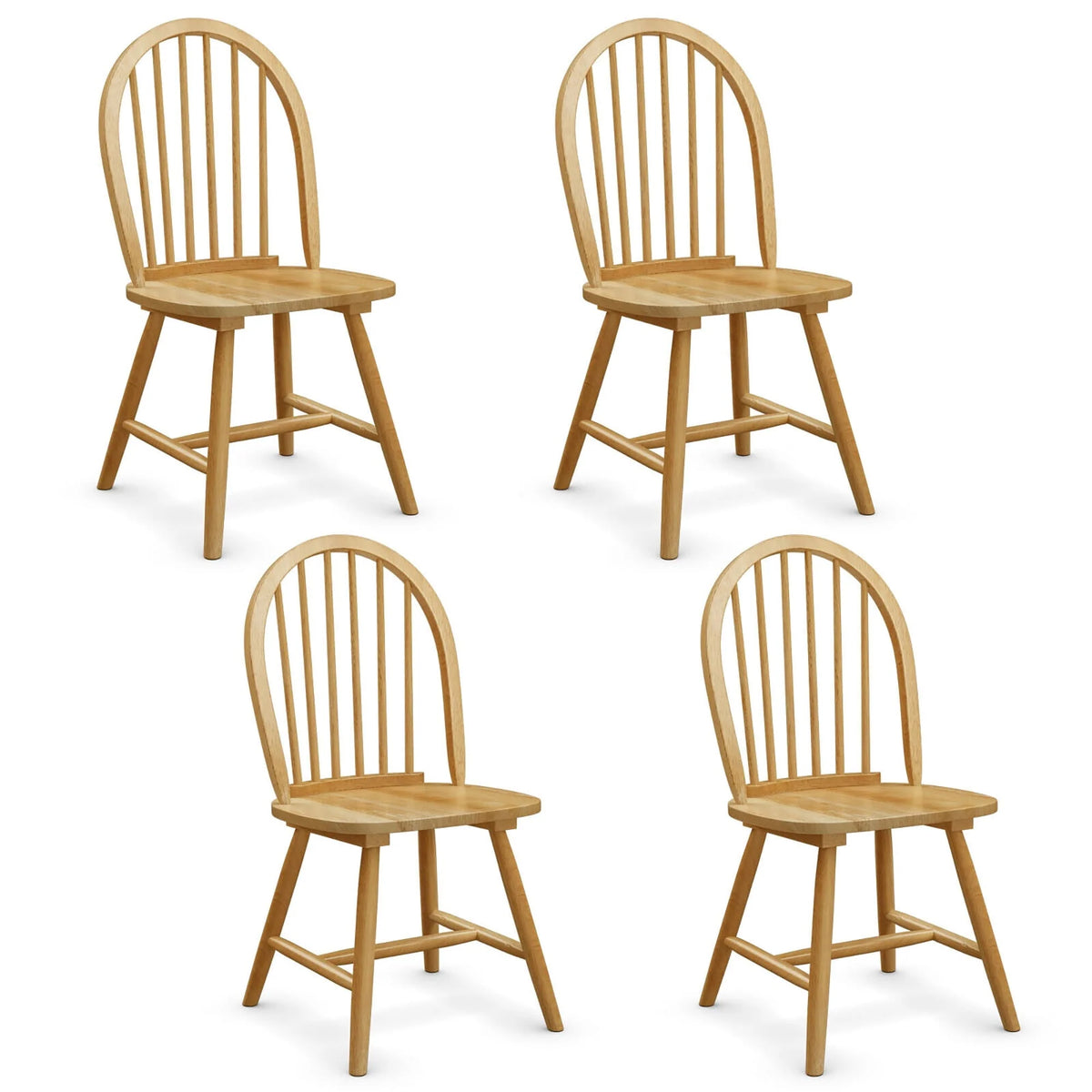 Gymax 5 PCS Wooden Dining Table Set 48'' Rectangular Kitchen Table & 4 Windsor Chairs