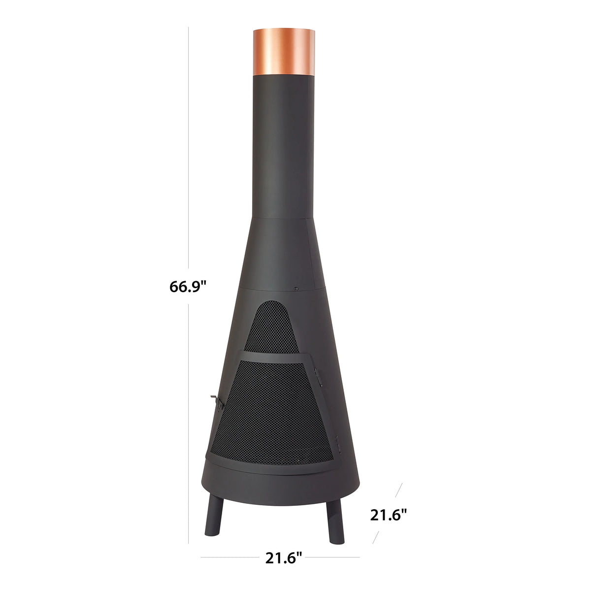 Mainstays 67 Tall Round Powder-Coated-Black Finish Steel Wood Burning Chiminea