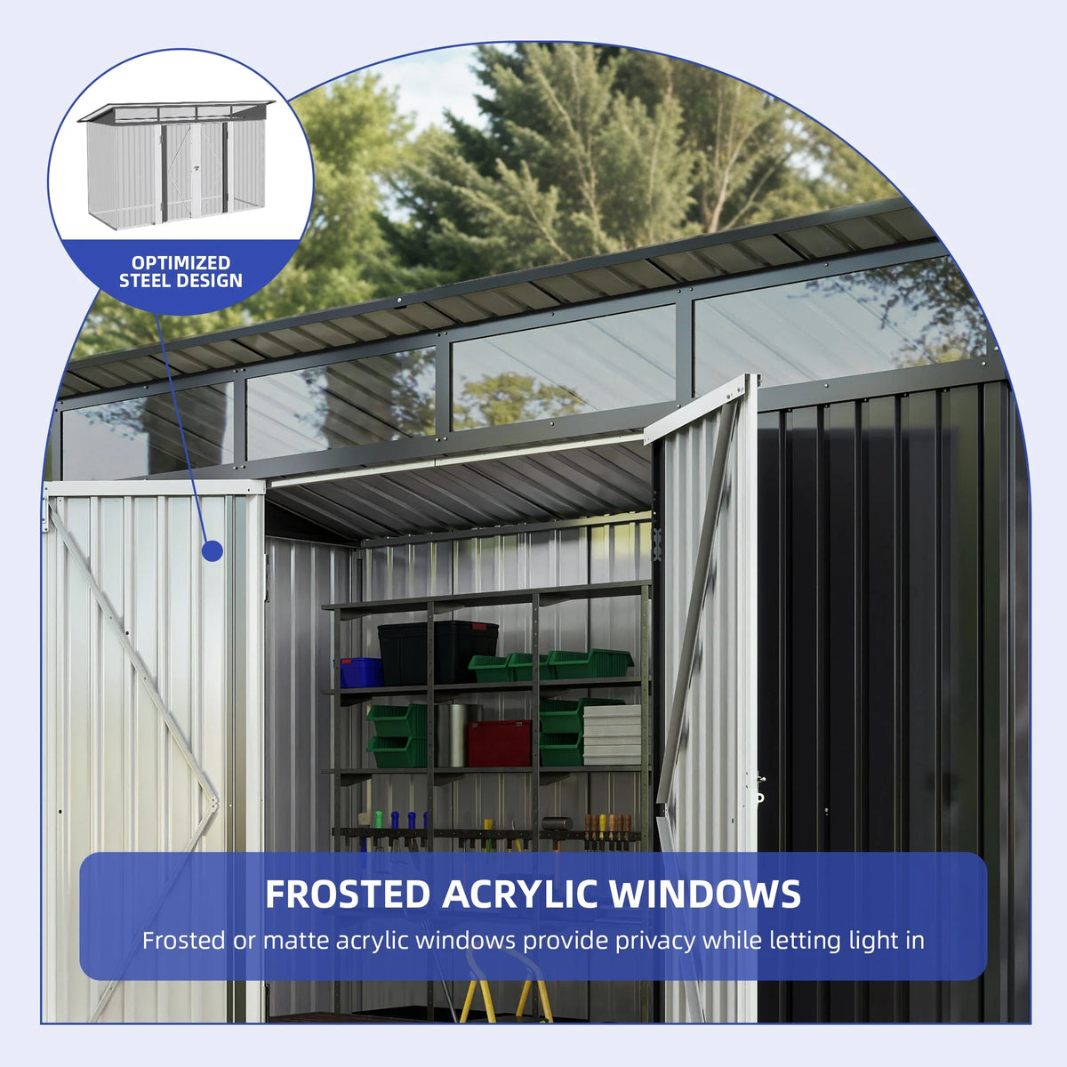 Uforic 9x4 FT Outdoor Storage Shed with Acrylic Windows, Secure Access Lock for Bike Garden Patio Dark Gray