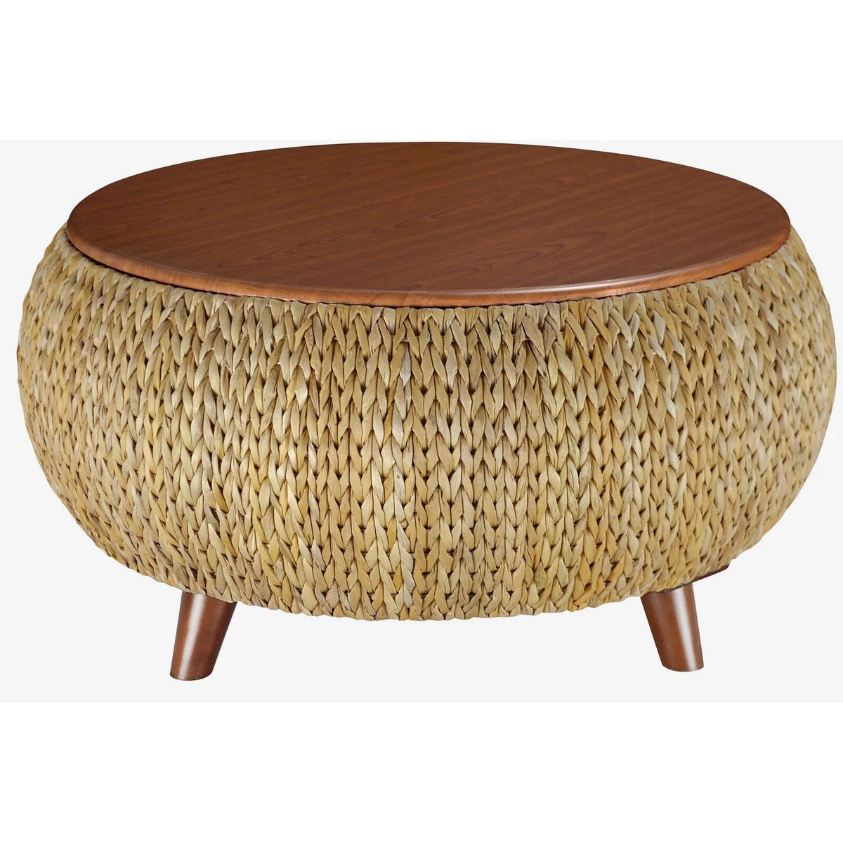 Gallerie Decor Bali Breeze Round Transitional Wood Coffee Table in Silver