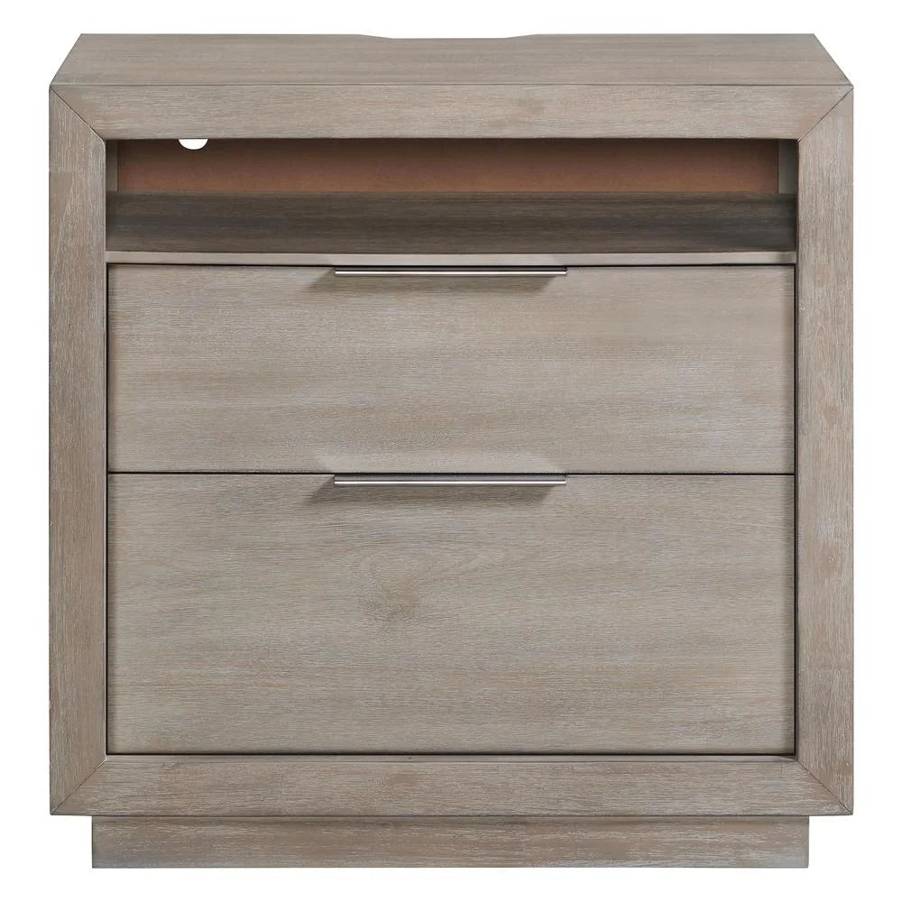 Picket House Furnishings Cadia 2-Drawer Nightstand with USB in Grey