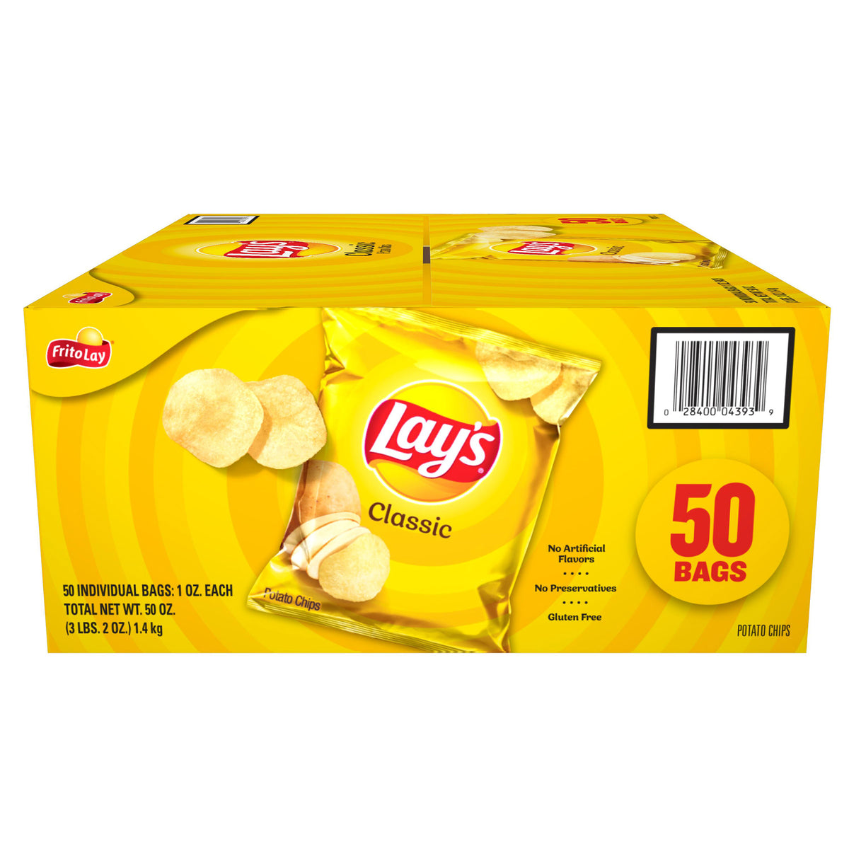 Lay's Potato Chips, Classic, 1 oz, 50-count