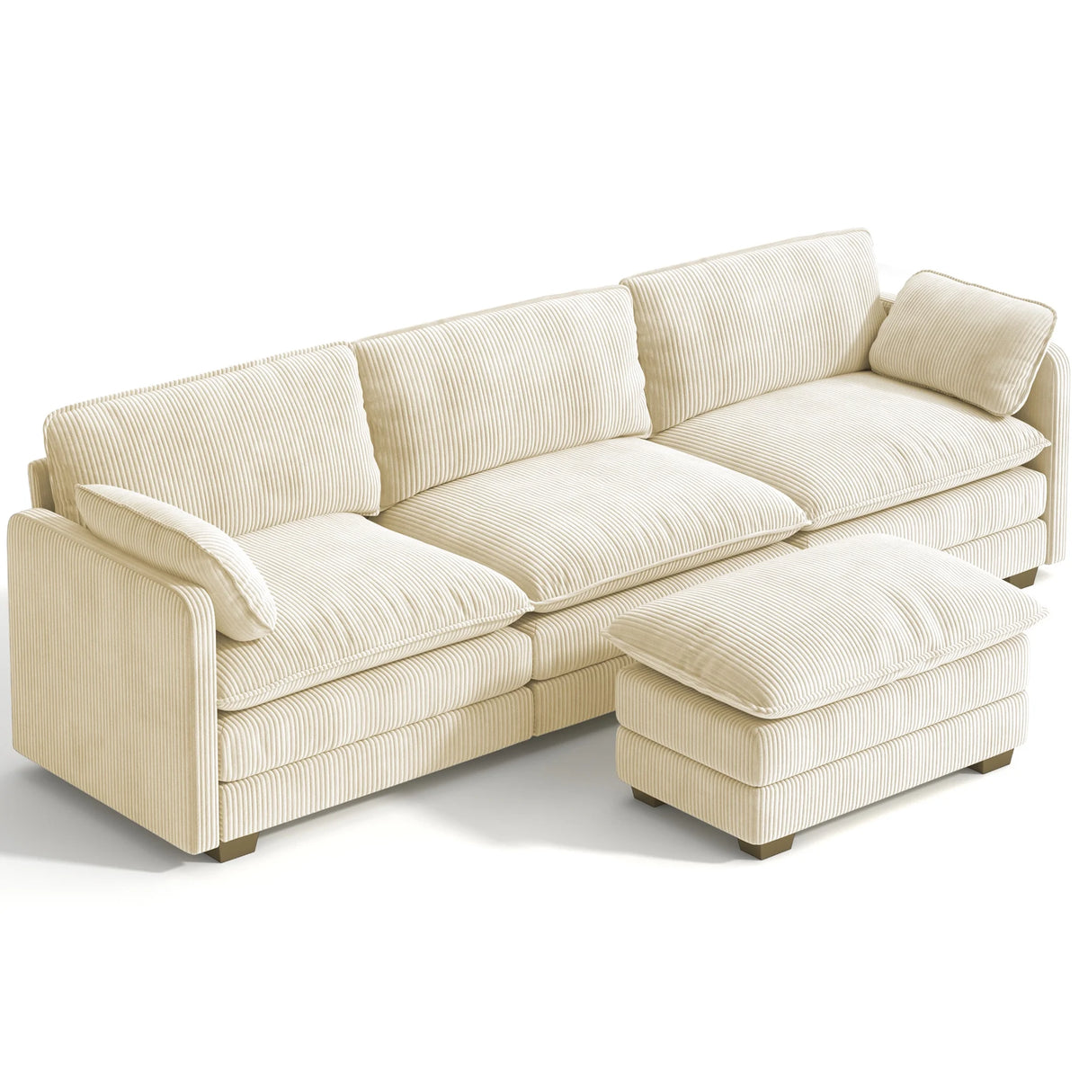Lofka 110 Modular Sectional Sofa Bed with Double Layer Cushions and Movable Ottoman, Modern Comfy Cloud Couch for Living Room, DIY Combination, Green