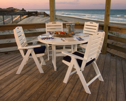 POLYWOOD Nautical 5 Piece Transitional Outdoor Folding Dining Table Set, Gray