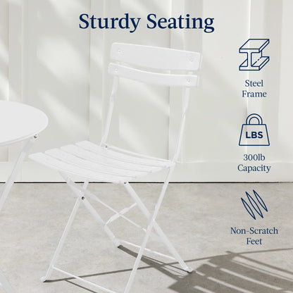 Best Choice Products 3-Piece Small Bistro Set, Folding Patio Furniture Set of 2 Chairs and Table - Black