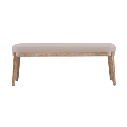 Eleanor Mid-century Upholstered Dining Bench, Entryway Bench with Solid Wood Frame, Beige