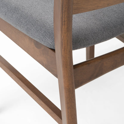 GDFSTUDIO Mid Century Modern Fabric Upholstered Rubberwood Dining Chairs, Set of 2, Dark Gray and Walnut