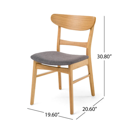 GDFSTUDIO Mid Century Modern Fabric Upholstered Rubberwood Dining Chairs, Set of 2, Dark Gray and Walnut
