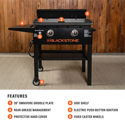 Blackstone Original 2-Burner 28" Propane Omnivore Griddle with Hard Cover