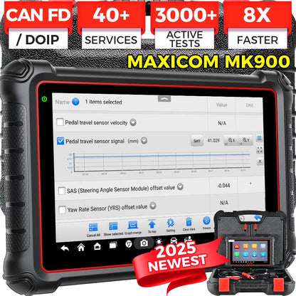 Autel Scanner MaxiCOM MK900 Automotive Diagnostic Scan Tool OBD2 All System Diagnose, 40+ Service, Active Tests, FCA Autoauth & SGW, Upgraded Ver. of MaxiCheck MX808S, MX900