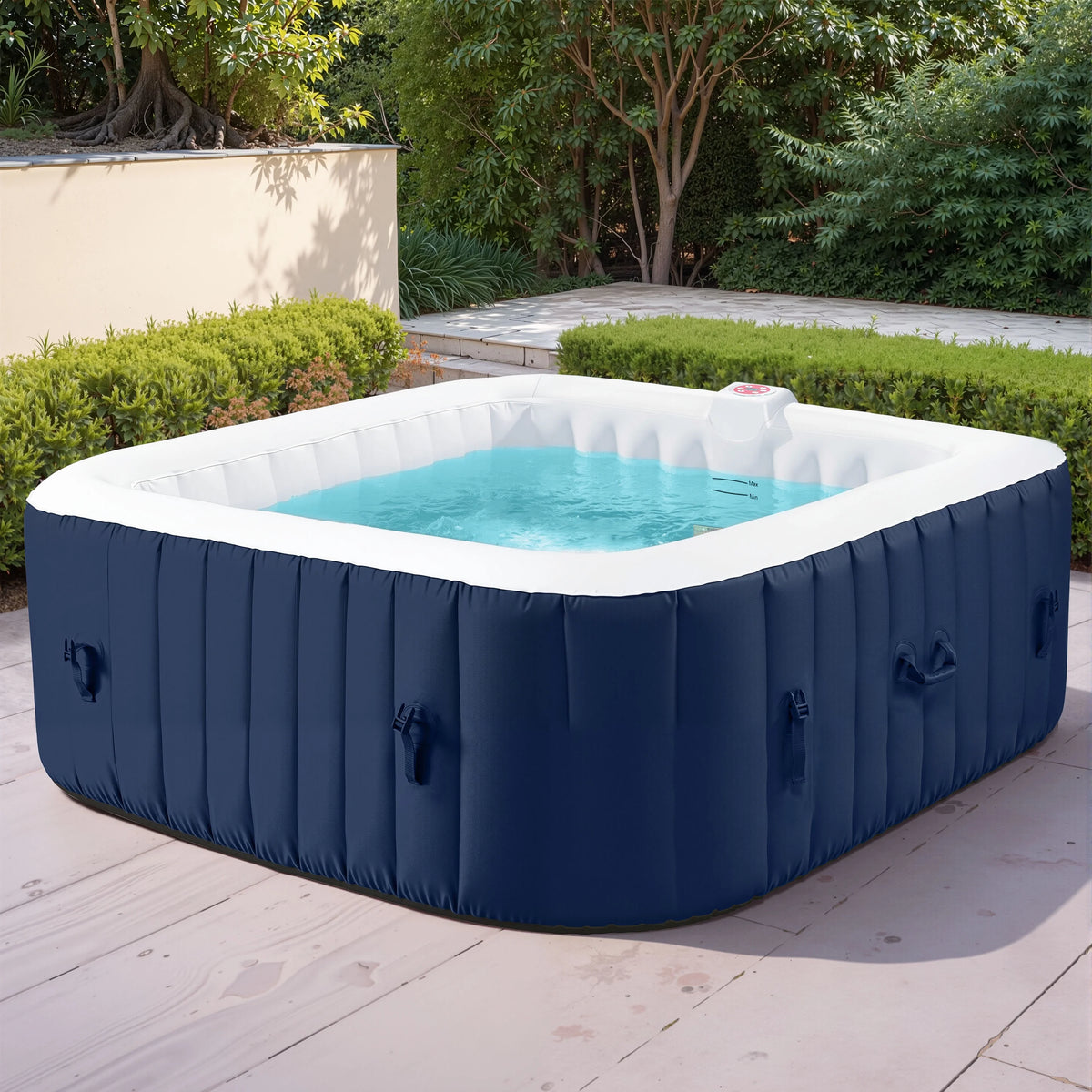 73 inch 4-6 Person Inflatable Hot Tub Spa with Control Panel, Outdoor Portable Hottub with 130 Jets, Insulated Tub Cover and Floor Protector, Temperature up to 104F, Gray