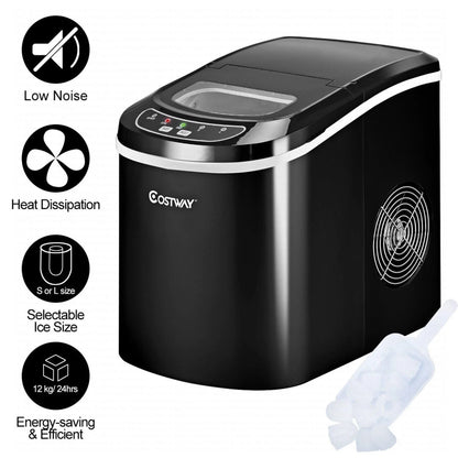 Costway Silver Portable Compact Electric Ice Maker Machine Mini Cube 26lb/Day