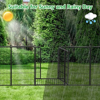 Txh001 Metal Garden Fence 28ft(L) 40in(H) Animal Barrier Metal Decorative Garden Fencing with Gate