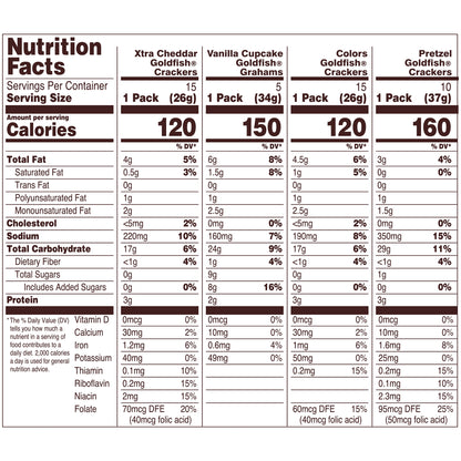Goldfish Baked Snacks, Variety Pack, 45-count