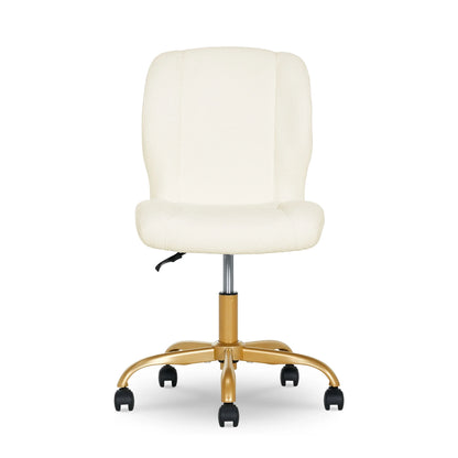Mainstays Boucl Armless Office Chair for Adults and Teens, Cream