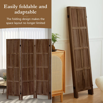 Aletheiawu 4 Panel Room Divider Wall and Folding Privacy Screens No Installation Required White