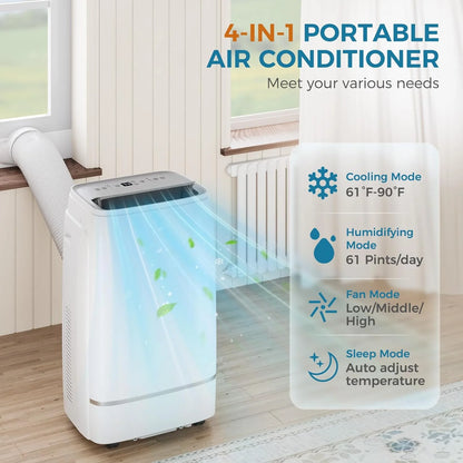Portable Air Conditioners with cooling/dehumidification/fan/sleep mode,4-IN-1 Portable AC with 24H Timer & Remote Control & Window Kit,8000 BTU