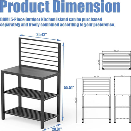 Domi Outdoor Kitchen Series 5-Piece Modular Outdoor Kitchen, Aluminum Storage Islands Sink Table, Corner Bar Cabinet Grill Storage Cabinet with Protective Cover, Outdoor Kitchen for Deck, Patio, Backy