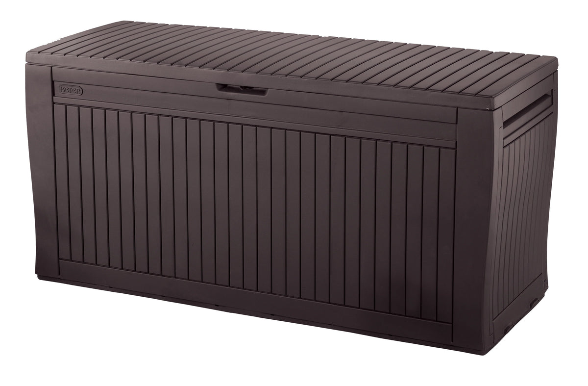 Keter Comfy Outdoor Storage 71-Gallon Resin Deck Box, Espresso Brown