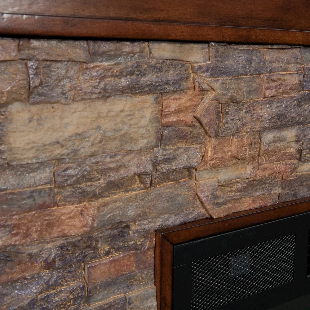 SEI Furniture Canyon Heights Faux Stone Electric Fireplace