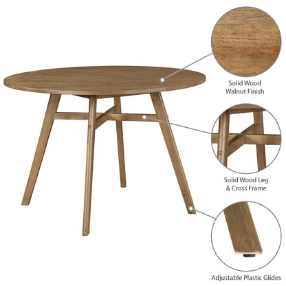 Mainstays 44inch Solid Wood Round Dining Table, Walnut