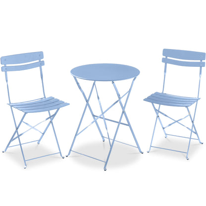 Best Choice Products 3-Piece Small Bistro Set, Folding Patio Furniture Set of 2 Chairs and Table - Black