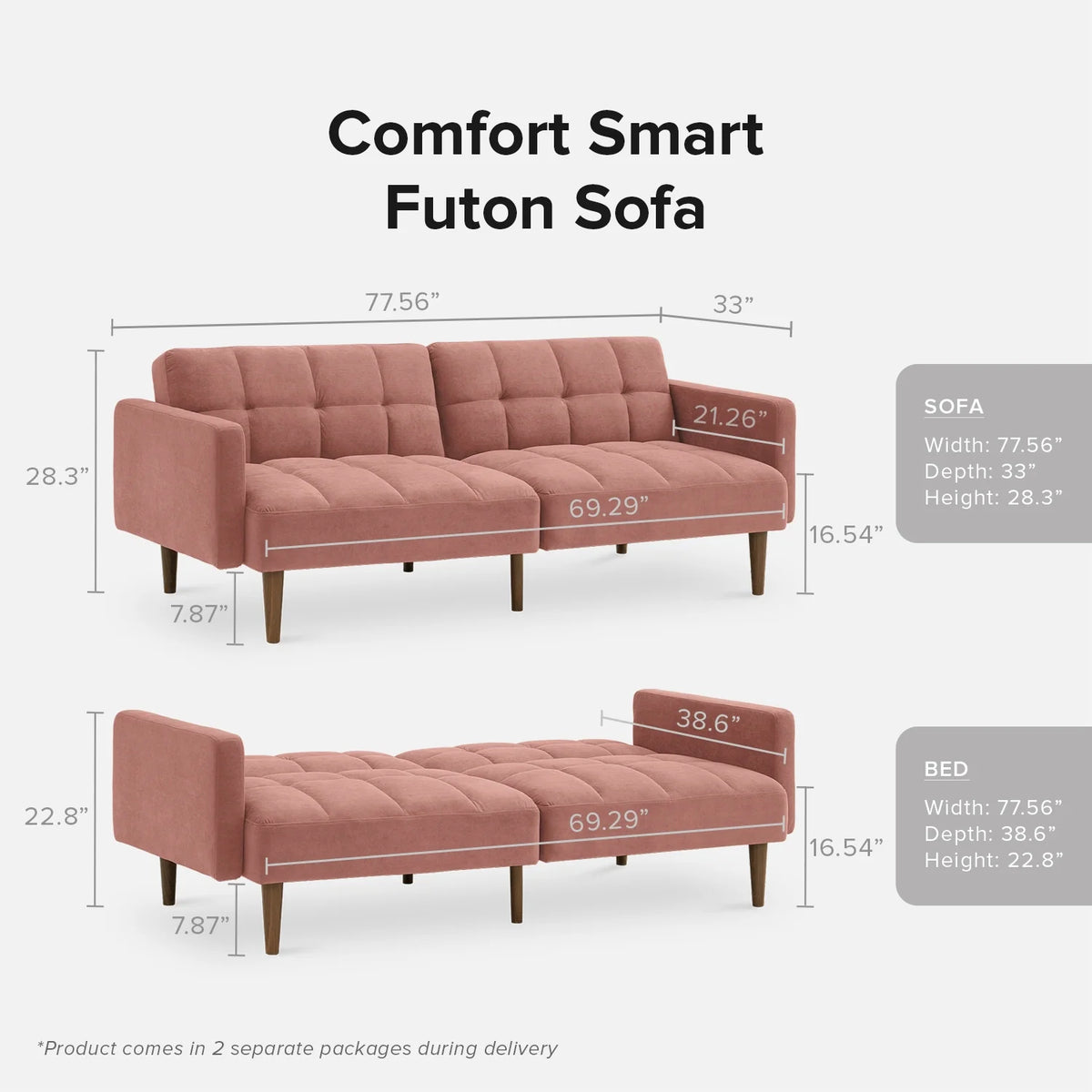 Mopio Aaron Futon Sofa Bed Old Rosa