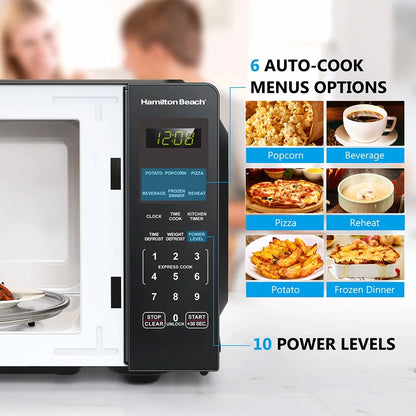 Hamilton Beach 0.9 Cu ft Countertop Microwave Oven, 900 Watts, Stainless Steel, New