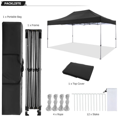 COBIZI 10x15ft Pop up Canopy, Heavy Duty Party Canopy Waterproof Commercial for Outdoor,Black