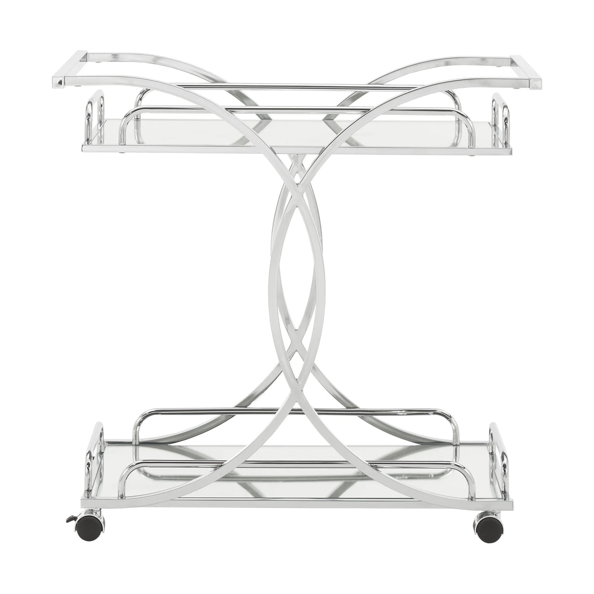 Weston Home Nicole Chrome Finish Bar Cart with Curving Metal Frame
