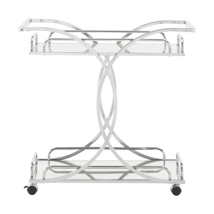 Weston Home Nicole Chrome Finish Bar Cart with Curving Metal Frame