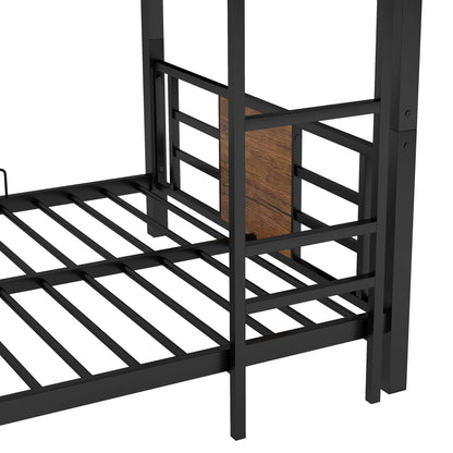 Euroco Metal Twin over Twin over Twin Bunk Bed, Triple Bed for Kids Room, Brown