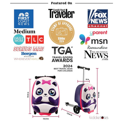Kiddietotes Kid's Hard Shell Scooter Ride On Suitcase, Pink