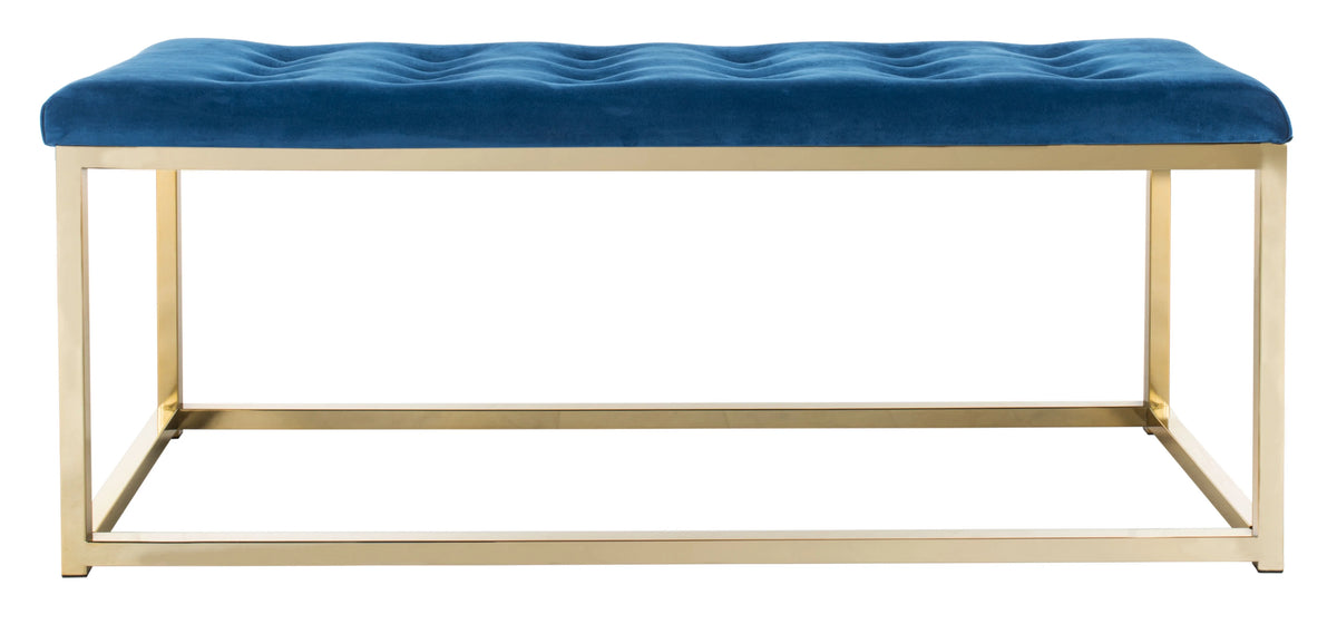 SAFAVIEH Reynolds Contemporary Modern Glam Tufted Bench, Black/Brass