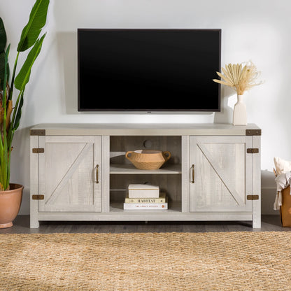 Walker Edison Modern Farmhouse Barn Door TV Stand for TVs up to 65", Grey Wash
