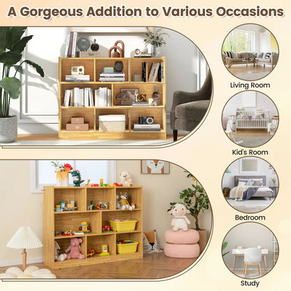 Costway 3-tier Open Bookcase 8-Cube Floor Standing Storage Shelves Display Cabinet White
