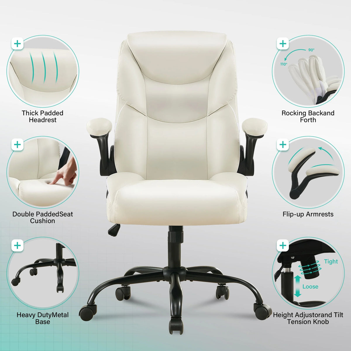 JONPONY Big and Tall Office Chair Wide Seat Ergonomic Computer Desk Chair High Back Executive Leather Chair Adjustable Task Chair Lumbar Back Support 8 Hours Heavy Duty Design,Black