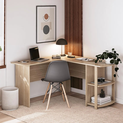 Ameriwood Home L Shaped Desk with Side Storage, Black Oak