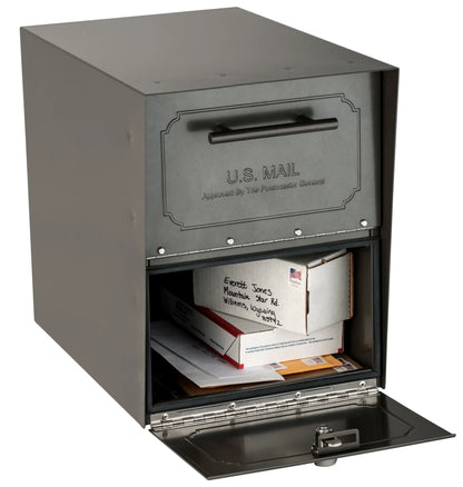 Architectural Mailboxes Oasis Classic Black Post Mount Mailbox, Galvanized Steel, Locking