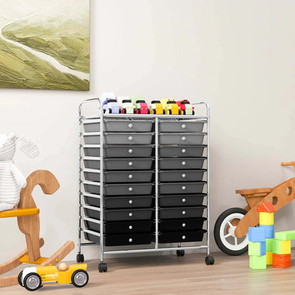 Costway 20 Drawer Rolling Storage Cart Tools Scrapbook Paper Office School Organizer Yellow