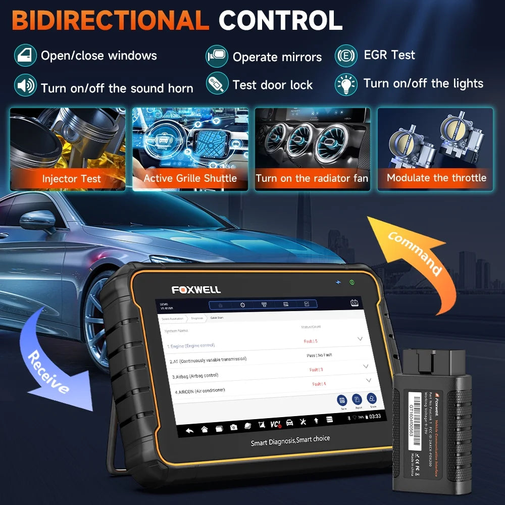 Foxwell GT60 BT Bluetooth OBD2 Scanner All System Automotive Diagnostic Scan Tool 24 Maintenance Functions ABS Bleeding Car Code Reader