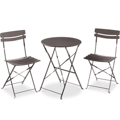 Best Choice Products 3-Piece Small Bistro Set, Folding Patio Furniture Set of 2 Chairs and Table - Black