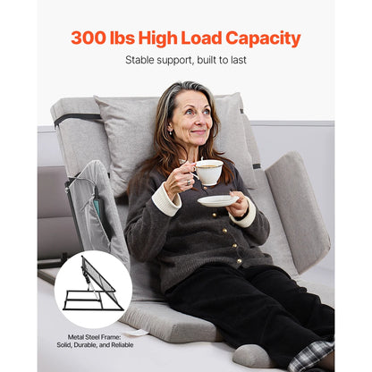 KFFKFF Electric Adjustable Bed Backrest, 300 lbs Capacity, 4-68 Incline, with Armrest & Storage Pocket, Machine Washable, Ideal for Pregnant Women, Elderly, and Patients