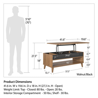 Magnolia Lift Top Coffee Table, Walnut/Black