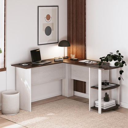 Ameriwood Home L Shaped Desk with Side Storage, Black Oak