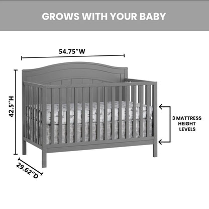Oxford Baby North Bay 4-in-1 Convertible Crib, Snow White, GREENGUARD Gold Certified, Wooden Crib