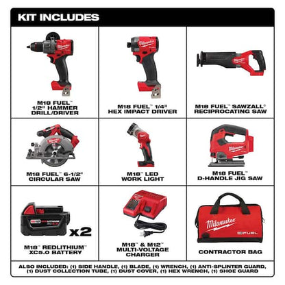 M18 FUEL 18-Volt Lithium-Ion Brushless Cordless Combo Kit (5-Tool) with FUEL Jigsaw