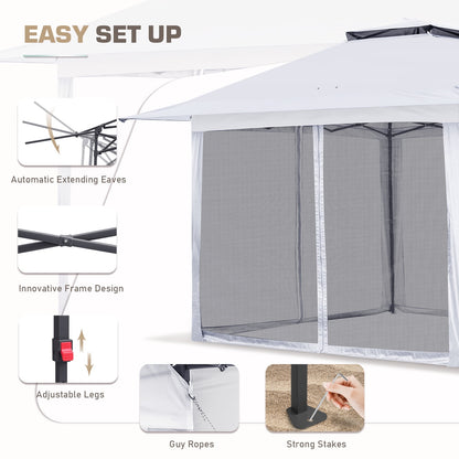 EAGLE PEAK 13' x 13' Pop-Up Gazebo Tent Instant w/Mosquito Netting，Outdoor Gazebo Canopy Easy Set-up Folding Shelter (Beige/Brown)