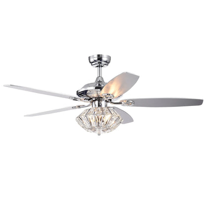 Walter Dual Lamp Chrome 52-inch Lighted Ceiling Fan w Crystal Shades (includes Remote and Light Kit)
