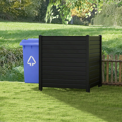 Gymax Outdoor PVC Privacy Panels 2-Pack Picket Fence W/ 3 Cuspidal Foot Stakes Black